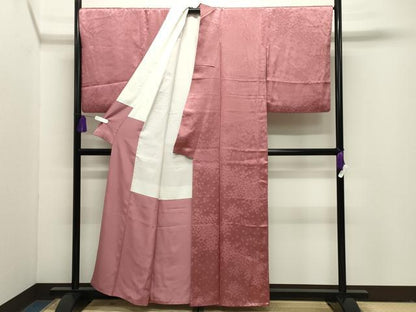 平和屋着物●上質な色無地　舞花地紋　長春色　正絹　逸品　CABI1134gh