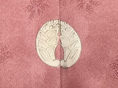 平和屋着物●上質な色無地　舞花地紋　長春色　正絹　逸品　CABI1134gh