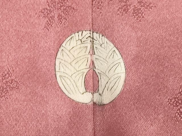 平和屋着物●上質な色無地　舞花地紋　長春色　正絹　逸品　CABI1134gh