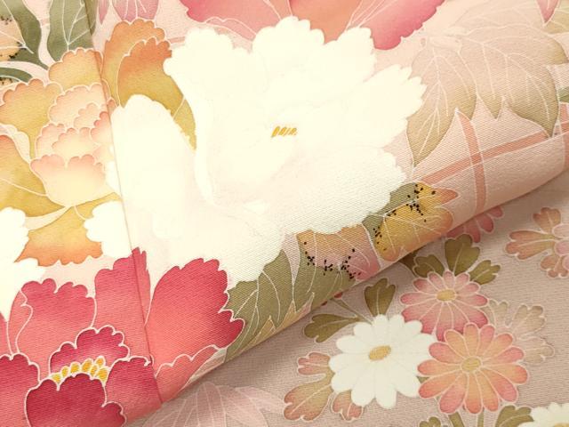 平和屋着物●訪問着　友禅　作家物　牡丹花文　暈し染め　正絹　逸品　CABI1136gh