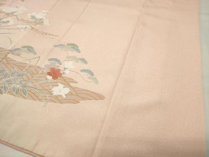 平和屋着物●訪問着　渡橋飛鶴籬花文　暈し染め　金彩　正絹　逸品　CABI1137gh