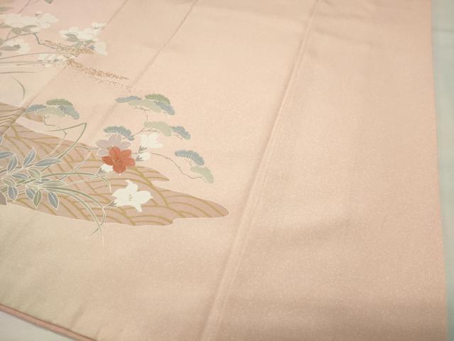 平和屋着物●訪問着　渡橋飛鶴籬花文　暈し染め　金彩　正絹　逸品　CABI1137gh