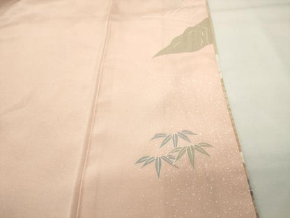 平和屋着物●訪問着　渡橋飛鶴籬花文　暈し染め　金彩　正絹　逸品　CABI1137gh