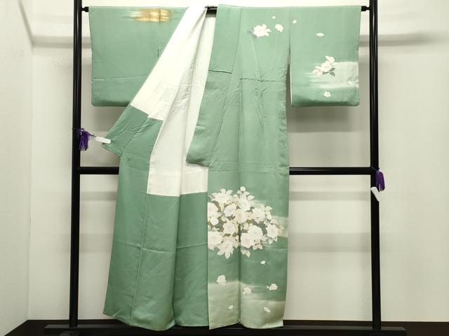 平和屋着物●訪問着　牡丹花文　暈し染め　金彩　正絹　逸品　CABI1138gh