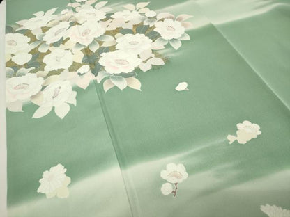 平和屋着物●訪問着　牡丹花文　暈し染め　金彩　正絹　逸品　CABI1138gh
