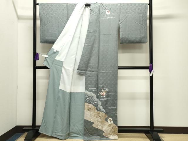 平和屋着物●訪問着　絞り　刺繍　草花文　金銀彩　正絹　逸品　CABI1139gh