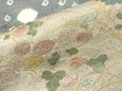 平和屋着物●訪問着　絞り　刺繍　草花文　金銀彩　正絹　逸品　CABI1139gh