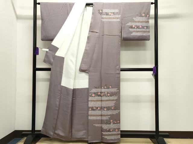 平和屋着物●訪問着　手描き　絞り　草花文　金彩　正絹　逸品　CABI1140gh