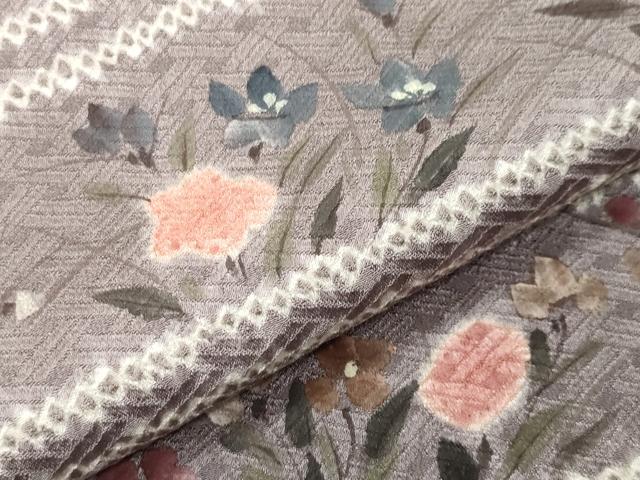 平和屋着物●訪問着　手描き　絞り　草花文　金彩　正絹　逸品　CABI1140gh