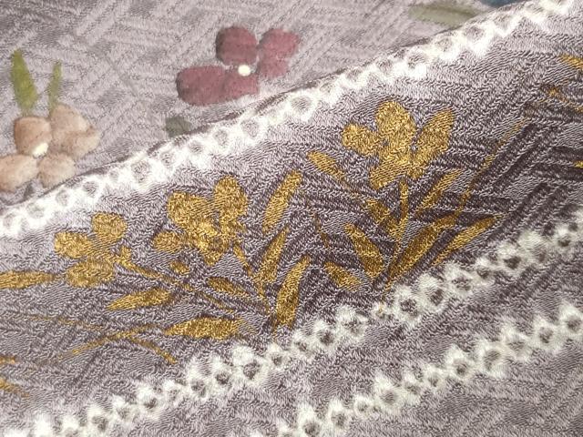 平和屋着物●訪問着　手描き　絞り　草花文　金彩　正絹　逸品　CABI1140gh