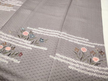 平和屋着物●訪問着　手描き　絞り　草花文　金彩　正絹　逸品　CABI1140gh