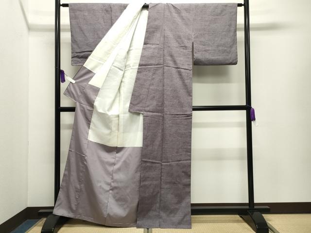 平和屋着物●上質な紬　源氏鼠色　正絹　逸品　CABI1144gh