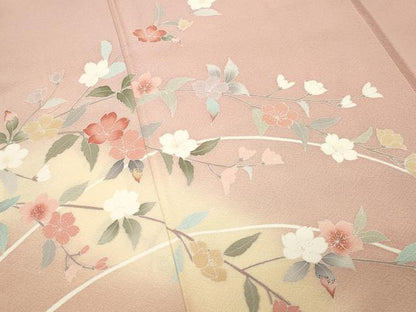 平和屋着物●訪問着　友禅　枝桜文　暈し染め　正絹　逸品　CABI1146gh
