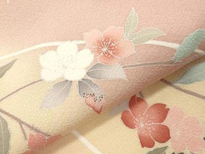 平和屋着物●訪問着　友禅　枝桜文　暈し染め　正絹　逸品　CABI1146gh