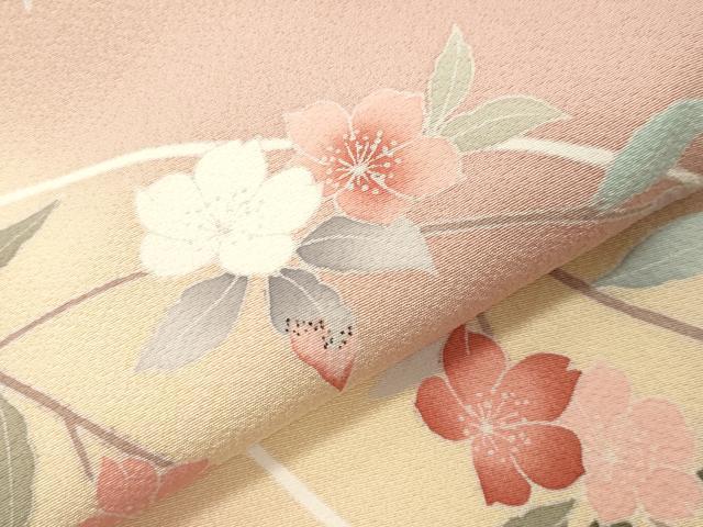 平和屋着物●訪問着　友禅　枝桜文　暈し染め　正絹　逸品　CABI1146gh