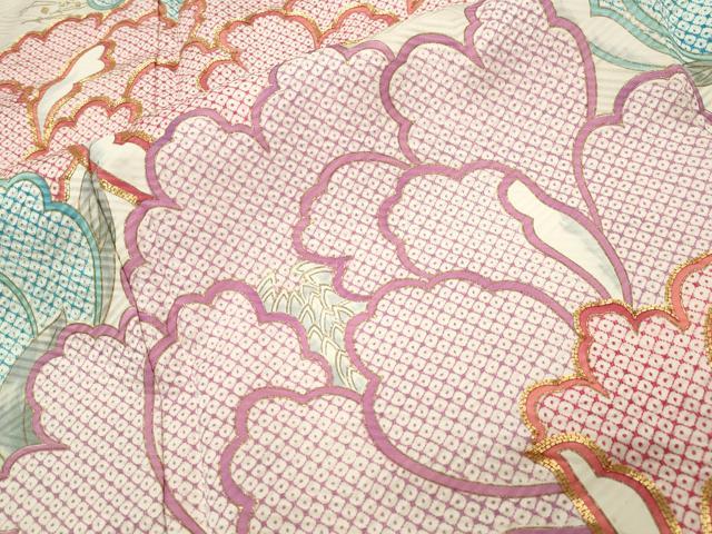 平和屋着物●訪問着　駒刺繍　牡丹花文　金彩　正絹　逸品　CABI1148gh