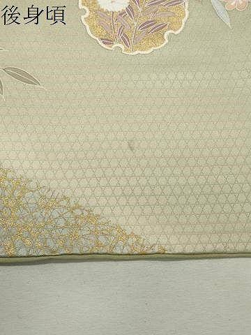 平和屋着物●訪問着　駒刺繍　雪輪花文　暈し染め　金彩　正絹　逸品　CABI1151gh
