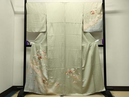 平和屋着物●訪問着　駒刺繍　雪輪花文　暈し染め　金彩　正絹　逸品　CABI1151gh