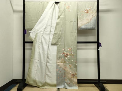 平和屋着物●訪問着　駒刺繍　雪輪花文　暈し染め　金彩　正絹　逸品　CABI1151gh