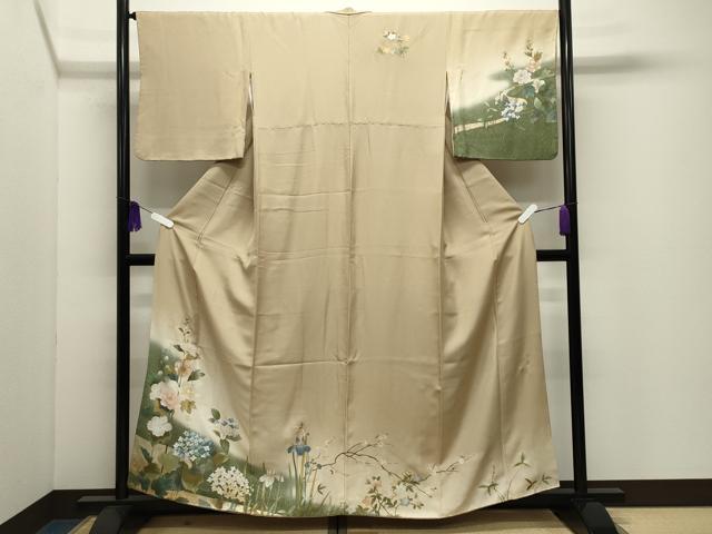 平和屋着物●訪問着　作家物　草花文　暈し染め　金銀彩　正絹　逸品　CABI1152gh