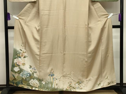 平和屋着物●訪問着　作家物　草花文　暈し染め　金銀彩　正絹　逸品　CABI1152gh