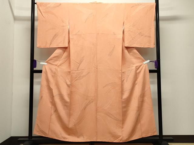 平和屋着物●上質な小紋　地紋起こし　舞葉文　正絹　逸品　CABI1153gh