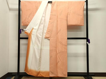 平和屋着物●上質な小紋　地紋起こし　舞葉文　正絹　逸品　CABI1153gh
