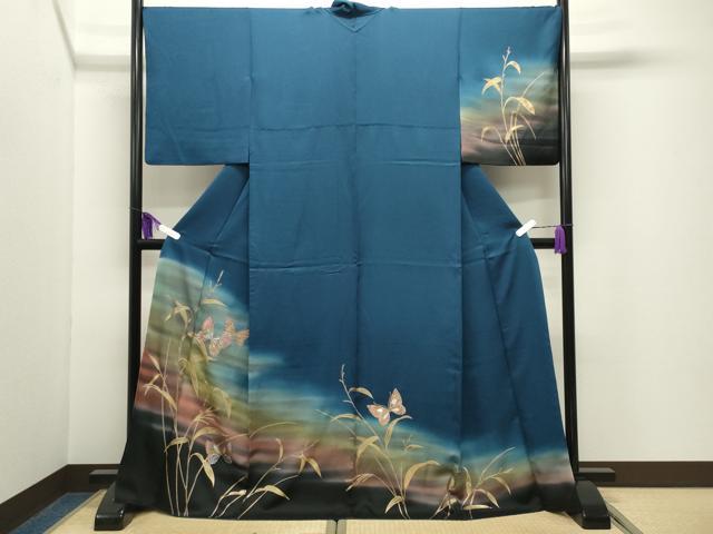 平和屋着物●訪問着　舞蝶草木文　暈し染め　金銀彩　正絹　逸品　CABI1154gh