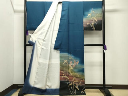 平和屋着物●訪問着　舞蝶草木文　暈し染め　金銀彩　正絹　逸品　CABI1154gh