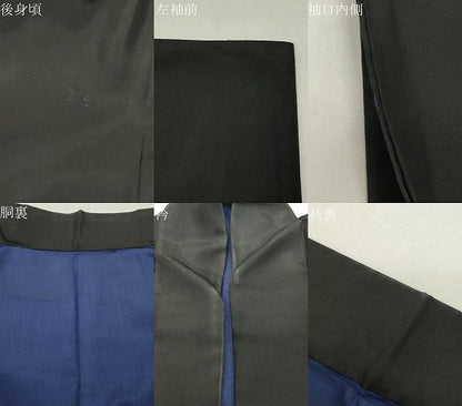 平和屋着物●男性　黒紋付　正絹　逸品　CABI1157gh