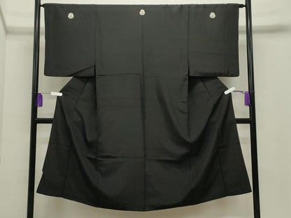 平和屋着物●男性　黒紋付　正絹　逸品　CABI1157gh