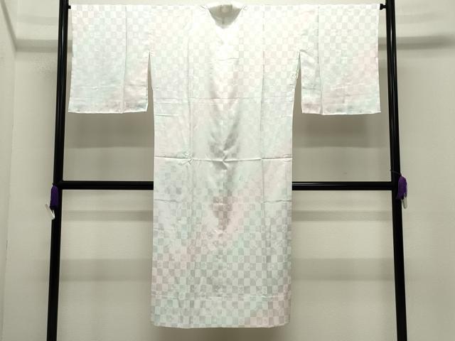 平和屋着物●長襦袢　無双仕立て　市松舞桜地紋　暈し染め　正絹　逸品　CABI1158gh