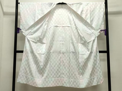 平和屋着物●長襦袢　無双仕立て　市松舞桜地紋　暈し染め　正絹　逸品　CABI1159gh