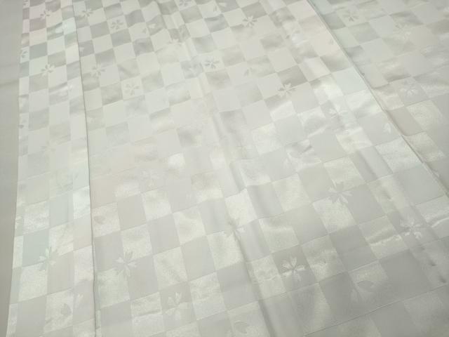 平和屋着物●長襦袢　無双仕立て　市松舞桜地紋　暈し染め　正絹　逸品　CABI1159gh