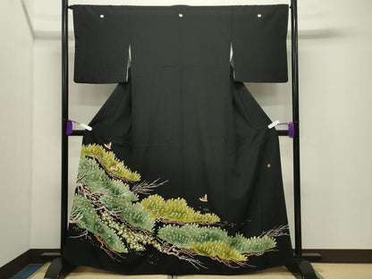 平和屋着物●本加賀友禅作家　水野博　黒留袖　飛鳥枝松文　正絹　逸品　CABI1161gh