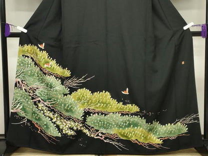 平和屋着物●本加賀友禅作家　水野博　黒留袖　飛鳥枝松文　正絹　逸品　CABI1161gh