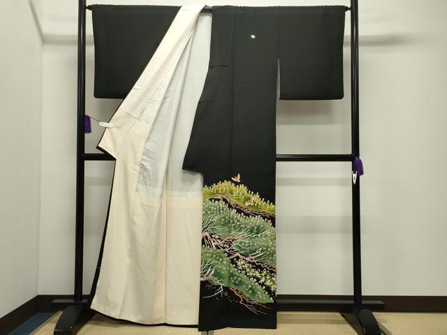 平和屋着物●本加賀友禅作家　水野博　黒留袖　飛鳥枝松文　正絹　逸品　CABI1161gh