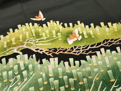 平和屋着物●本加賀友禅作家　水野博　黒留袖　飛鳥枝松文　正絹　逸品　CABI1161gh