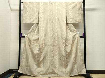 平和屋着物●本塩沢　花唐草間道　正絹　逸品　CABI1163gh