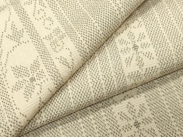 平和屋着物●本塩沢　花唐草間道　正絹　逸品　CABI1163gh