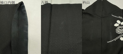 平和屋着物●訪問着　絞り　刺繍　草花文　黒地　金銀彩　正絹　逸品　CABI1168gh