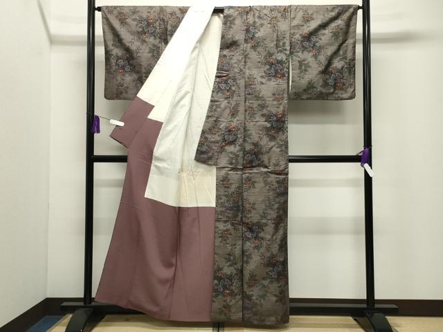 平和屋着物●本場大島紬　9マルキ　草花文　正絹　逸品　CABI1171gh