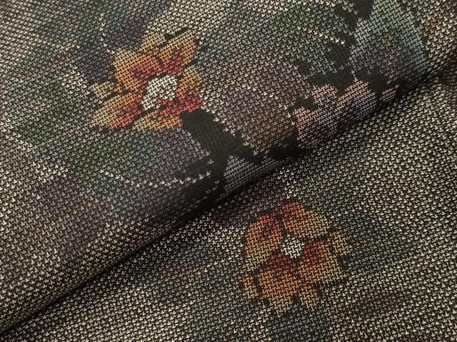 平和屋着物●本場大島紬　9マルキ　草花文　正絹　逸品　CABI1171gh
