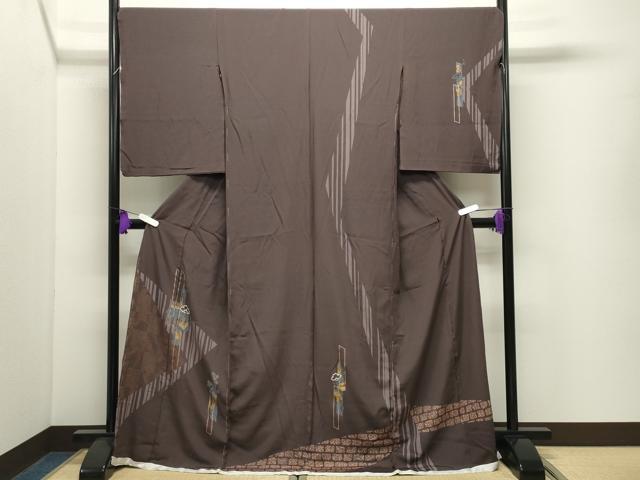 平和屋着物●訪問着　短冊草花文　金彩　仮絵羽　正絹　逸品　未使用　CABI1174gh