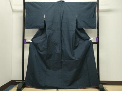 平和屋着物●結城紬　鉄紺色　正絹　逸品　未使用　CABI1175gh
