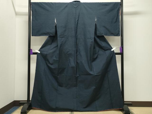 平和屋着物●結城紬　鉄紺色　正絹　逸品　未使用　CABI1175gh