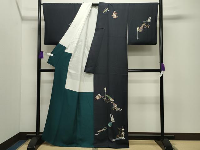 平和屋着物●訪問着　楽器文　金彩　正絹　逸品　CABI1177gh