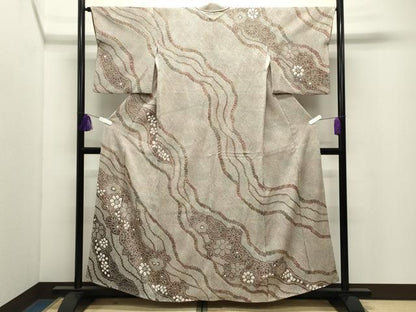 平和屋着物●訪問着　総絞り　流水花文　正絹　逸品　CABI1178gh