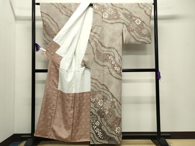 平和屋着物●訪問着　総絞り　流水花文　正絹　逸品　CABI1178gh