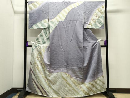 平和屋着物●訪問着　辻が花　絞り　暈し染め　金彩　銀通し地　正絹　逸品　CABI1182gh